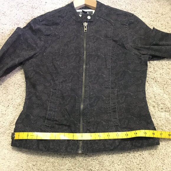 Kenneth Cole Reaction Cotton Paisley & Lace Print Moto Jacket - Picture 14 of 16